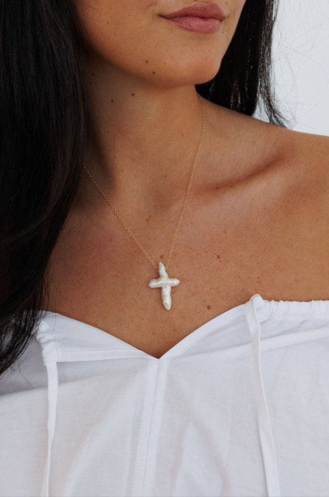 Pearl Cross Necklace